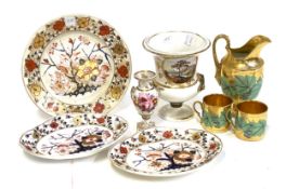 A small quantity of 19th century ceramics to include Royal Crown Derby urn (af), hand painted