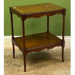 A smart 20th century lamp or side table, with cross banded and florally painted top, on ring