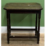 A 17th/18th century and later side table, two plank top with canted corners on turned supports and