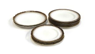 A set of nine Spode Copeland's for Harrods china side plates, in blue and gilt, 23cmD and 20cmD;