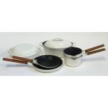 A quantity of Colorcast Waterford Ireland cast iron cookware, to include two frying pans, two