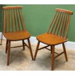 A pair of mid century Ercol style stickback kitchen chairs