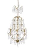 A glass mounted and gilt brass six light chandelier, in the 18th century Italian style, 20th