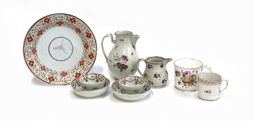 A small quantity of 19th century hand painted ceramics to include a pair of teabowls and saucers,