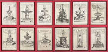 Interior design interest: Georg Andreas Böckler (1617-1687), a set of 12 engravings of fountains,