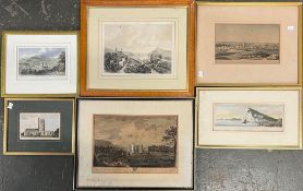 A quantity of local interest 19th century engravings to include: 'Lulworth Castle The Seat of Edward
