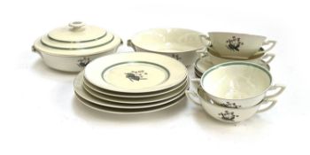 A Royal Copenhagen 'Quaking Grass' part dinner service to include: plates, sideplates, four lover'