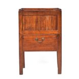 A George III mahogany tray top commode, with tambour over a single drawer (converted), 50cm wide,