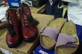 1 x pair of Remonte boots, size 5, 1 x pair Birkenstock sandals, size 4 and 1 x pair of Dune