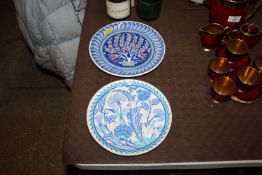 Two Turkish Kutahya plates decorated with flowers,