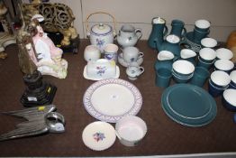 A collection of various Poole pottery including bi