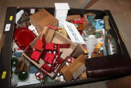 A box of various dolls house furniture, ship in a