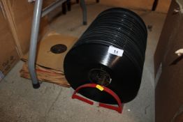 A plastic record rack AF and contents of various r