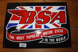 A reproduction BSA advertising sign (186)