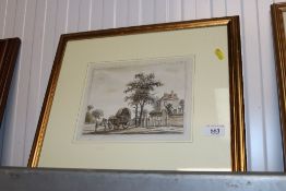 A framed and glazed watercolour study depicting a