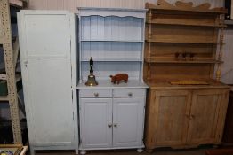 A painted pine dresser raised on cupboard base fit