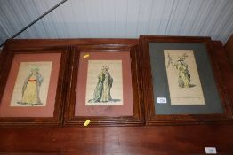 Three framed and glazed coloured prints 'Habit Of An Aga Of The Janisaries', 'Habit Of The Iman Of