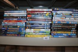 A quantity of various DVDs