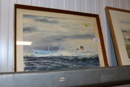 R Dorris, watercolour study of 'Blue Star Liner'