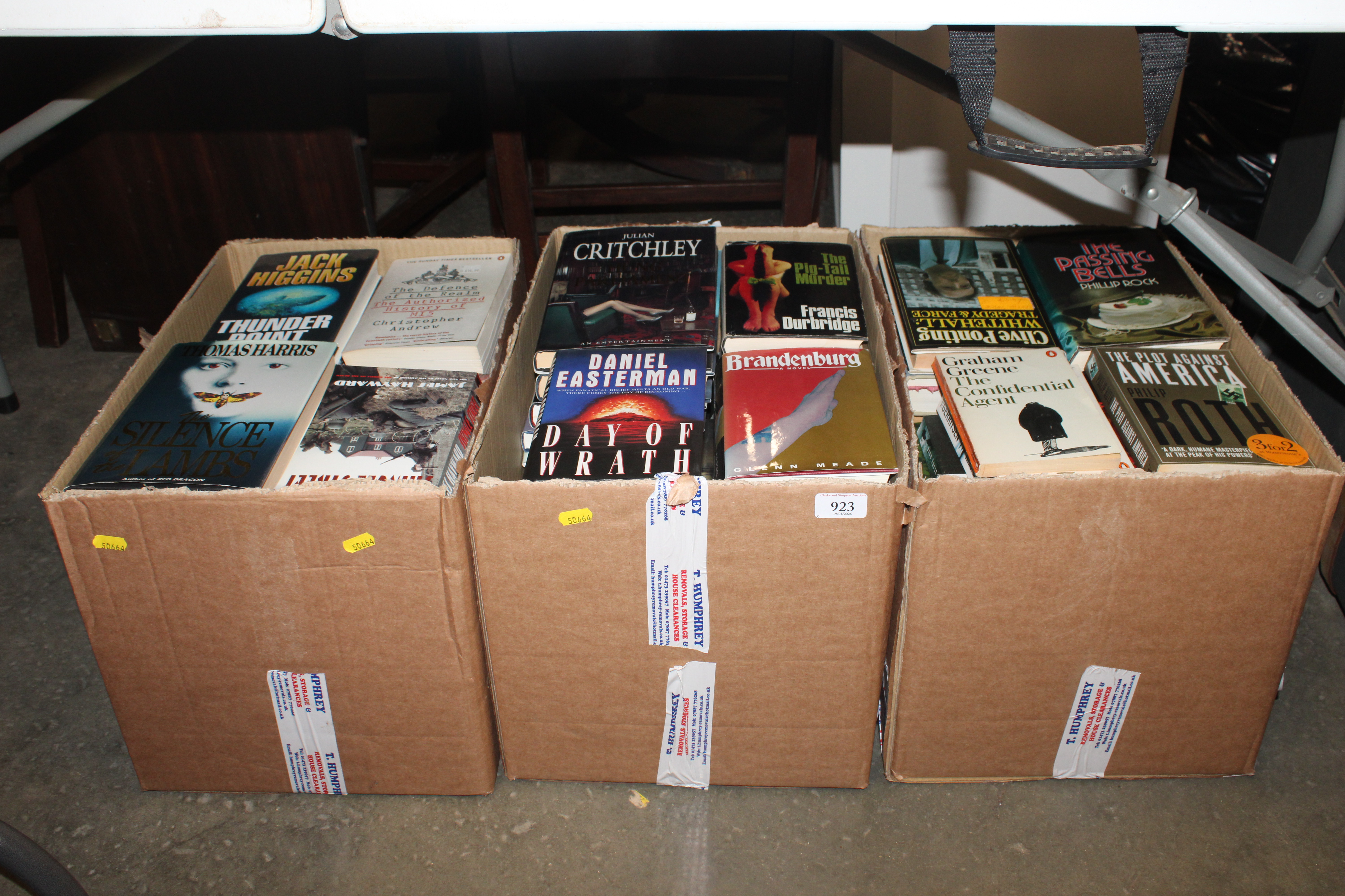 Three boxes of various books