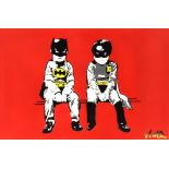NME (Street Art), 'Batman and Robin' pencil signed limited edition print 25/25, 37.5cm x 56.55cm