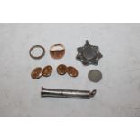 A 9ct gold signet ring AF, 5.8gms; a 9ct gold eter