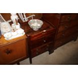 A mahogany tray top commode fitted two drawers bel