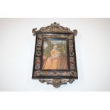 A Florentine white metal mounted and stone set frame 31cms x 21cms in extremes