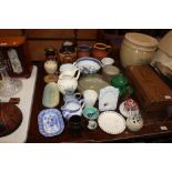 A collection of various pottery and porcelain to include a Denby stoneware harvest jug, a Doulton