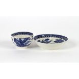 An 18th Century Worcester tea bowl and saucer, decorated pagoda and figure fishing; a Worcester
