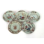 Four various 19th Century famille rose decorated bowls and plates; and an 18th Century Chinese