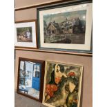 W H Senior 1968, framed oil of a bungalow, 38cm x 58cm, framed pastel still life,