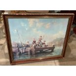 An Alan Fearnley 'Boys Fishing off Pier' print in frame,