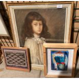 Three items - Jonny Hannah, framed box painting 'Book by Dylan Thomas',