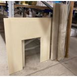 Two beige marble fire surrounds,
