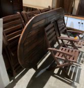 A dark stained Royal Craft wooden garden table, 100cm x 200cm,