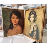 Two large framed prints of ladies head and shoulders, 'Nicola' by Lou Shabner,