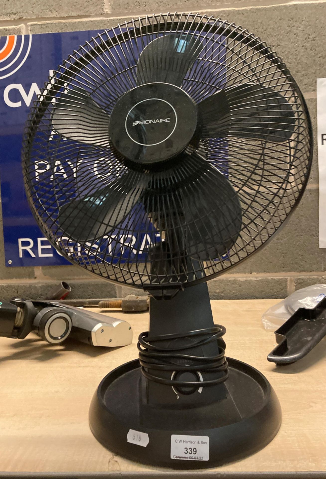 A Bionaire desk top oscillating fan (CWH Ref: PO)