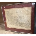 A framed map 'The North Part of the West Riding of Yorkshire', from the original by J Cary,