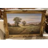 Ornate gilt framed oil on canvas 'Path Through The Countryside',