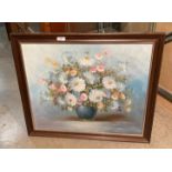 Robert Cox, framed oil on canvas, still life 'Flowers in a Vase', signed bottom right,