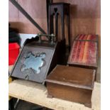 Four items comprising mahogany plant stand, mahogany sewing box,