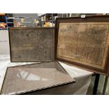 A black and white reproduction map of Norfolk, in oak frame, 40cm x 50cm,