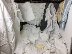 Bag containing vintage garments including two pairs of Victorian/Edwardian split leg bloomers,