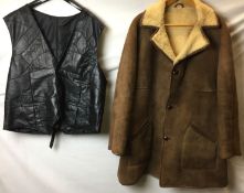 Two men's garments; Fernando Boriano leather waistcoat, and Suede and Sheepskin Shop,