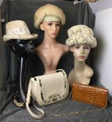 Five items including three ladies fur hats one being Vermona trilby-style,