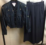 Two Escada by Margaretha Ley ladies garments - navy bomber jacket size UK 8 and navy wool culottes
