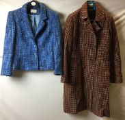 Two ladies garments; Minuet blue short jacket size 12, and Ben Sherman brown,
