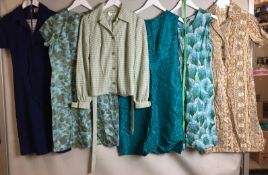 Six items of ladieswear - five dresses sizes 14 to 18 including blue Carla Olsen jersey size 16,