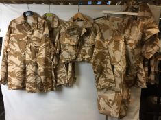 Six desert camouflage garments including Suit Protective trousers H170, chest 100,
